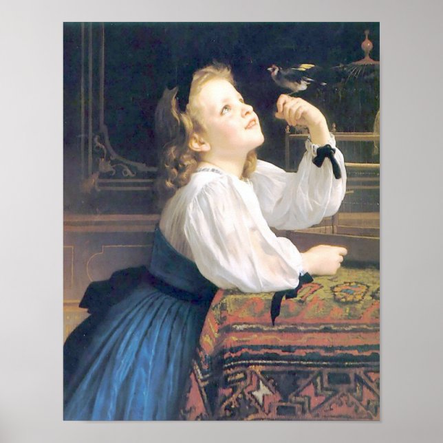 Pôster Bouguereau - L'Oiseau Cheri (Frente)