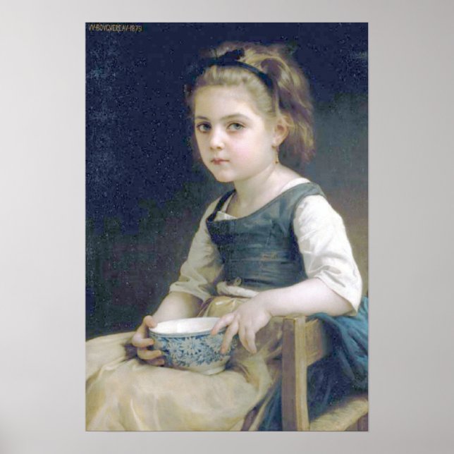 Pôster Bouguereau - Petite Fille au Bol Bleu (Frente)