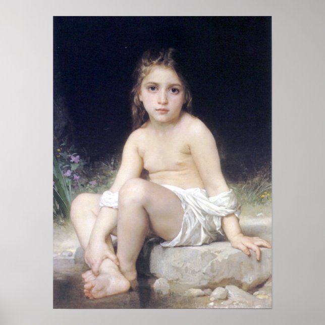 Pôster Bouguereau - Petite Fille au Bord l'Eau (Frente)
