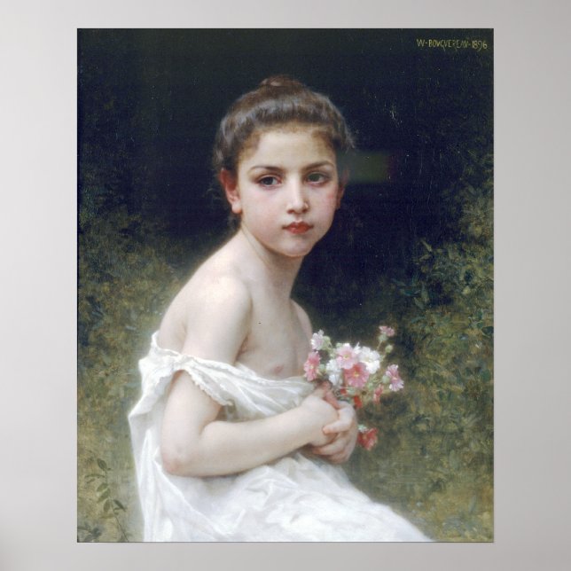 Pôster Bouguereau - Petite Fille au Buquê (Frente)