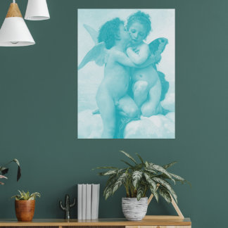 Poster Bouguereau - Primeiro Beijo - Azul