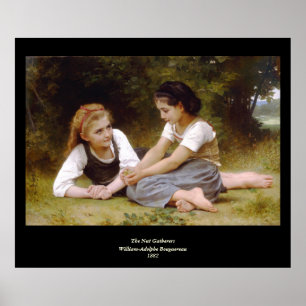 Pôster Bouguereau's 1882 The Nut Gatherers Les ruisettes