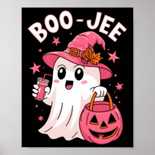 Poster Boujee Boo Jee Spooky Ghost Pink Halloween Pumpkin