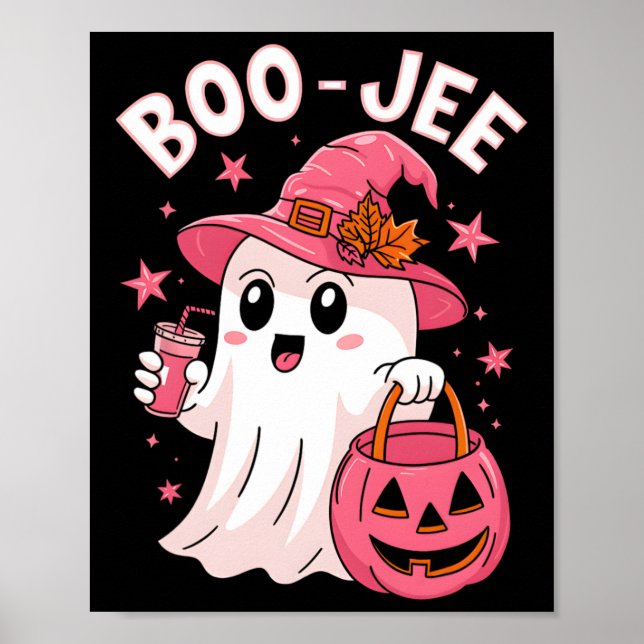 Poster Boujee Boo Jee Spooky Ghost Pink Halloween Pumpkin (Frente)