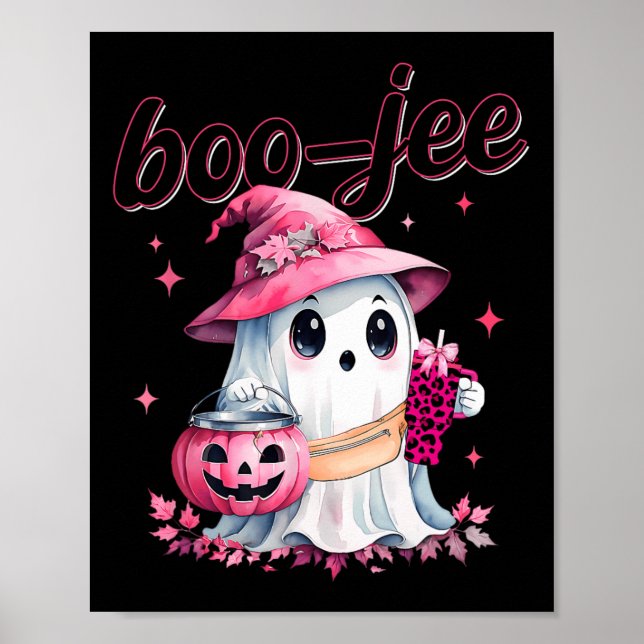 Poster Boujee Boo Jee Spooky Ghost Pink Halloween Pumpkin (Frente)