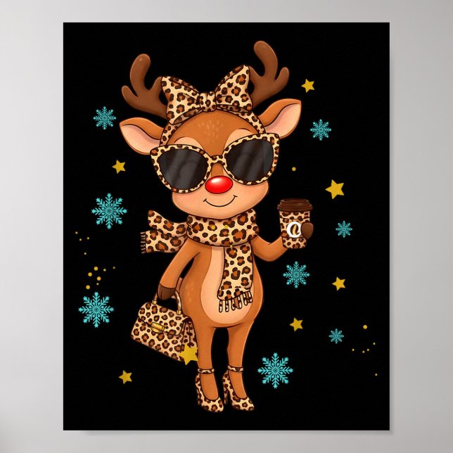 Poster Boujee Reindeer Christmas Leopard Funny Gift Women (Frente)
