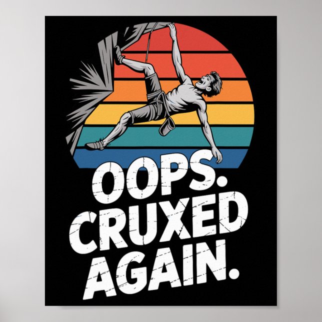 Poster Boulder Oops Cruxed Novamente Climbing Divertido R (Frente)