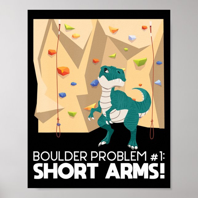 Poster Bouldering T Rex Wall Climber Rock Climbing Mounta (Frente)