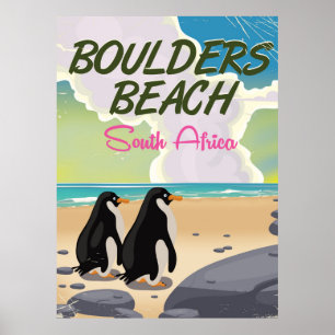 Poster boulders Beach Cartoon viagem posyer na áfrica do