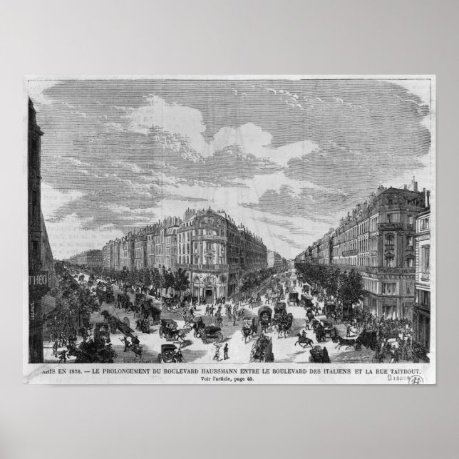 Pôster Boulevard Haussmann estendeu entre (Frente)