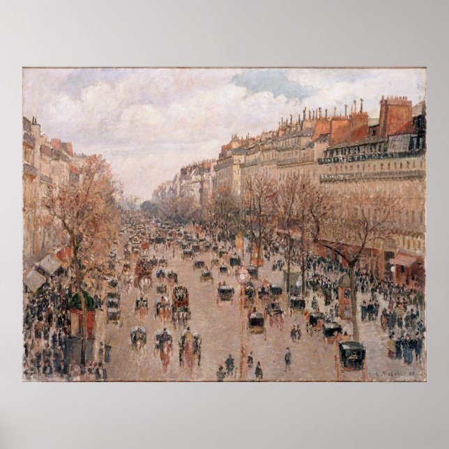 Pôster Boulevard Monmartre em Paris por Camille Pissarro (Frente)