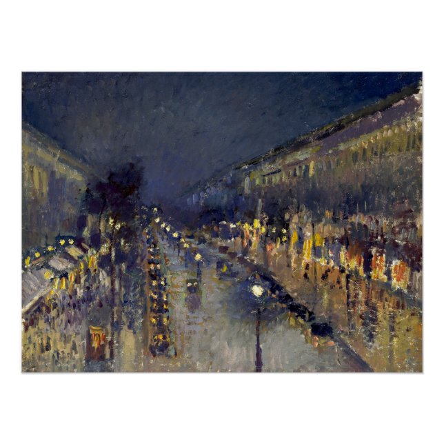 Pôster Boulevard Montmartre na Night Pissarro (Frente)