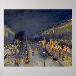 Poster Boulevard Montmartre na Night Pissarro