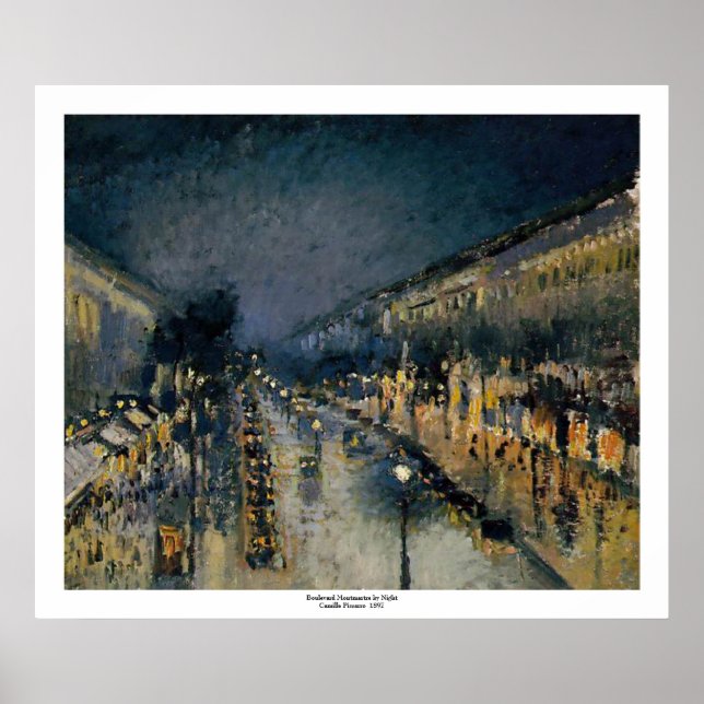 Poster Boulevarde Montmartre na Noite ~ Camille Pissarro (Frente)