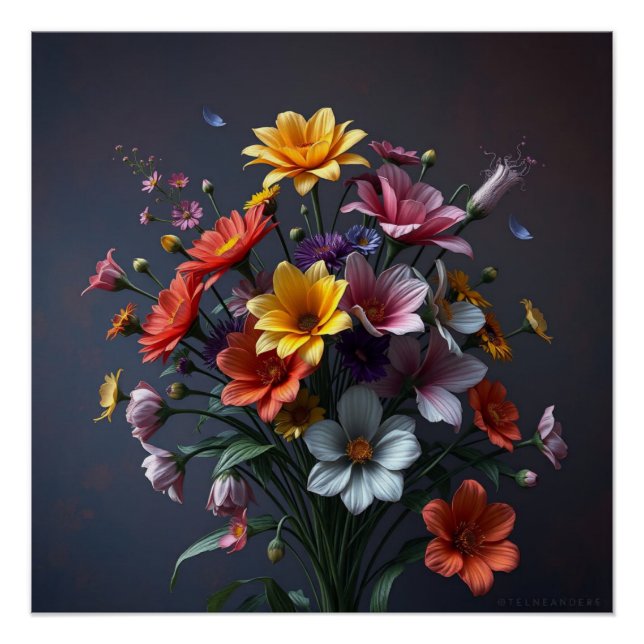 Pôster bouquet of colorful flowers (Frente)