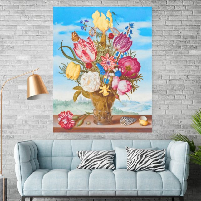 Poster Bouquet of Flowers on a Ledge (1619) by Bosschaert (Criador carregado)