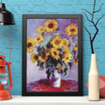 Poster Bouquet of Sunflowers by Claude Monet, Vintage Art<br><div class="desc">Bouquet of Sunflowers (1881) by Claude Monet is a vintage impressionist fine art floral still life painting. Yellow blooming flowers from the garden. A bouquet of summer season sunflower in a vase. About the artist: Claude Monet (1840-1926) was a founder of the French impressionist painting movement with most of his...</div>