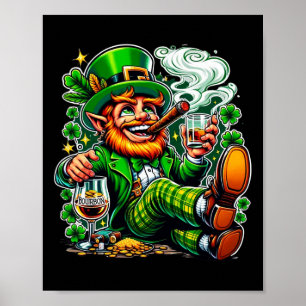 Poster Bourbon e Charutos do Dia de São Patrício do Lepre