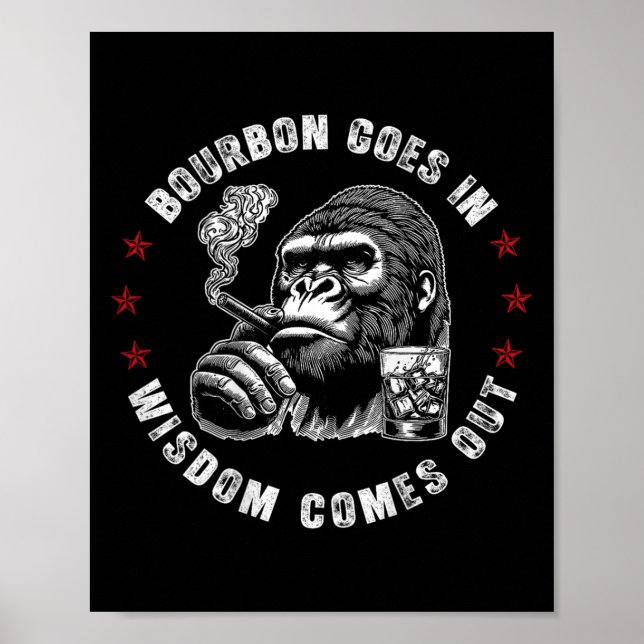 Poster Bourbon entra na sabedoria sai macaco uísque (o (Frente)