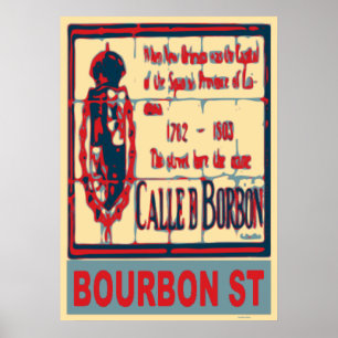 Pôster Bourbon Rua New Orleans Quarter Francês