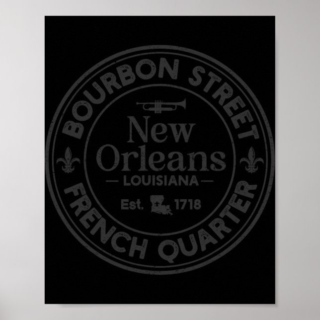 Poster Bourbon Street French Quarter Est 1718 New Orleans (Frente)