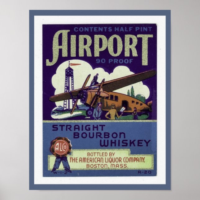 Poster Bourbon Whiskey, aeroporto dos anos 30 (Frente)