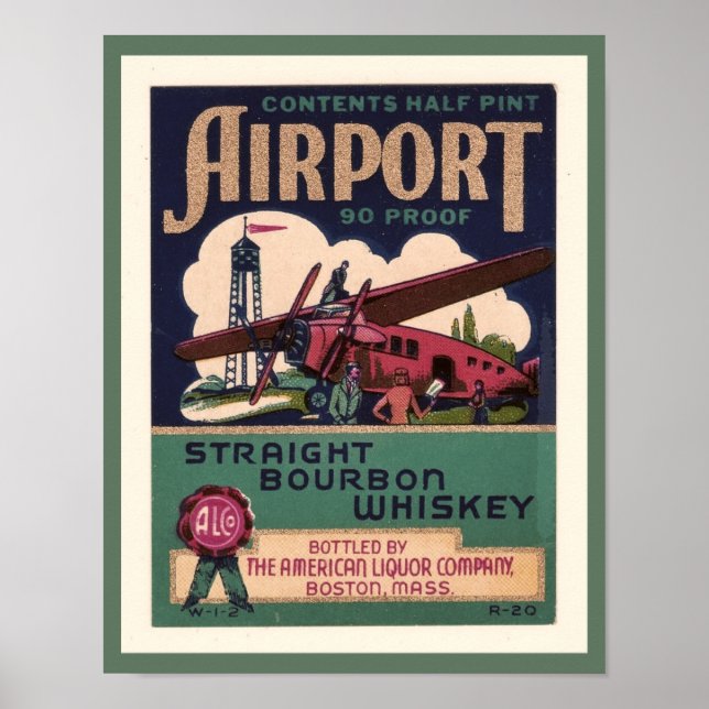 Poster Bourbon Whiskey, aeroporto dos anos 30 (Frente)