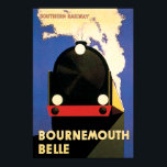 Pôster Bournemouth Belle Art Deco<br><div class="desc">Um poster de arte clássico da era. A Bela Bournemouth era gerida pela linha férrea do sul,  a partir de 1931. Uma reprodução restaurada.</div>