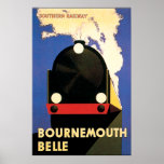 Pôster Bournemouth Belle Art Deco<br><div class="desc">Um poster de arte clássico da era. A Bela Bournemouth era gerida pela linha férrea do sul,  a partir de 1931. Uma reprodução restaurada.</div>