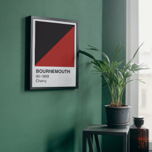 Pôster Bournemouth Cherry Red and Black - White Border