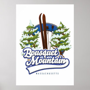 Poster Bousquet Mountain - Logótipo do Massachusetts Ski