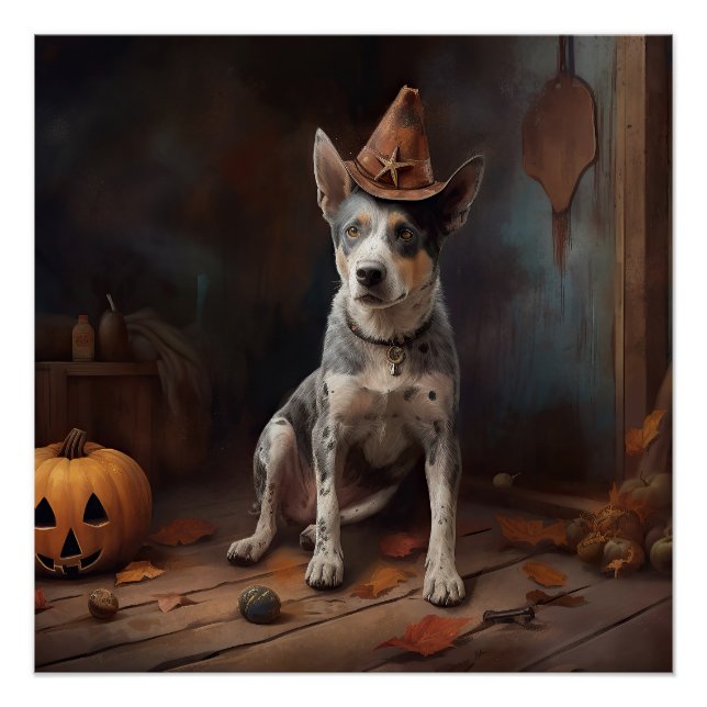 Pôster Bovinos australianos abóboros no dia das bruxas as (Frente)