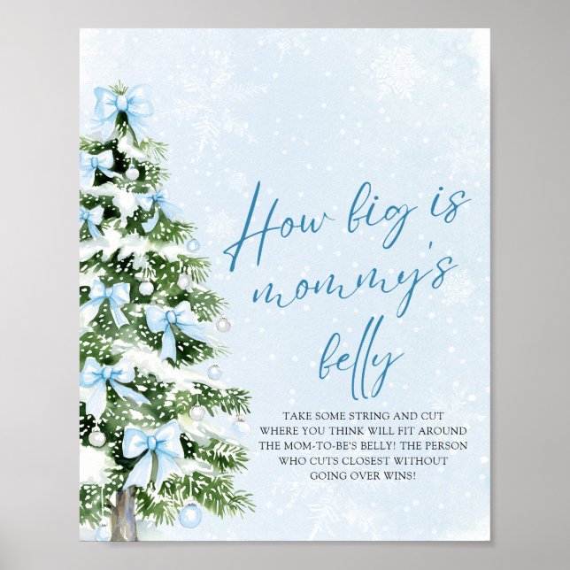 Poster Bow Christmas Baby Shower How Big Is Mommy's Belly (Frente)