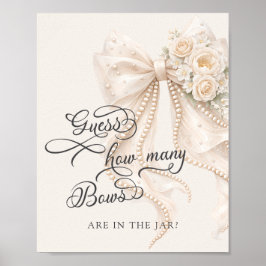Poster Bow Floral How Many Bows Baby Shower Game