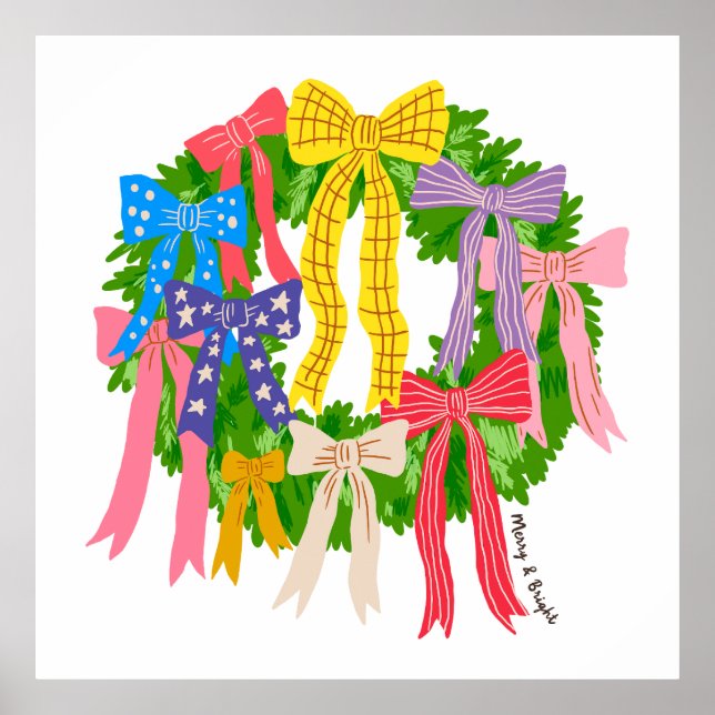 Poster Bow Merry And Bright Christmas  (Frente)