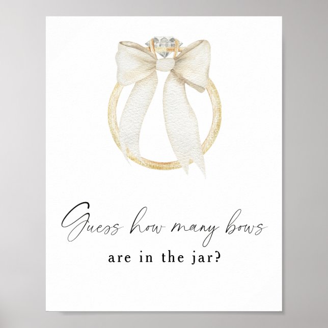 Poster Bow & Ring Bridal shower - How Many Bows (Frente)