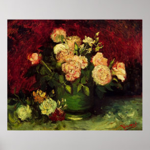 Pôster Bowl de Peonies e Rosa, Vincent van Gogh