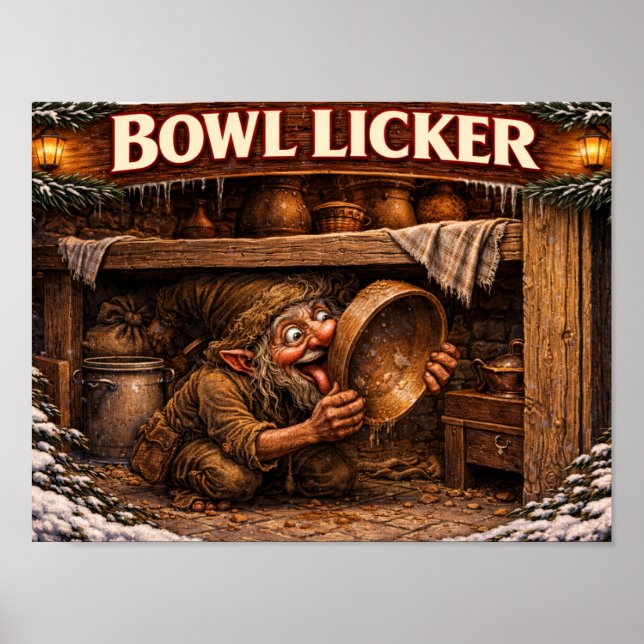 Poster Bowl Licker Icelandic Yule Lad (Frente)