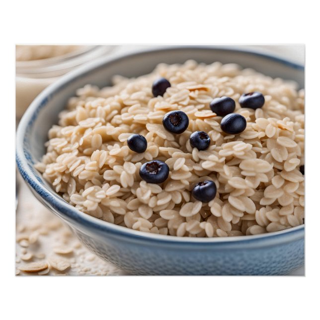Pôster Bowl of Oatmeal with Blueberries (Frente)