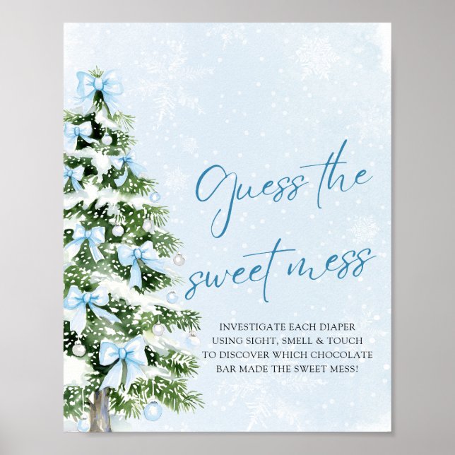 Poster Bows Christmas Baby Shower Guess the Sweet Mess (Frente)
