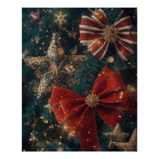 Pôster Bows & Stars Christmas Poster