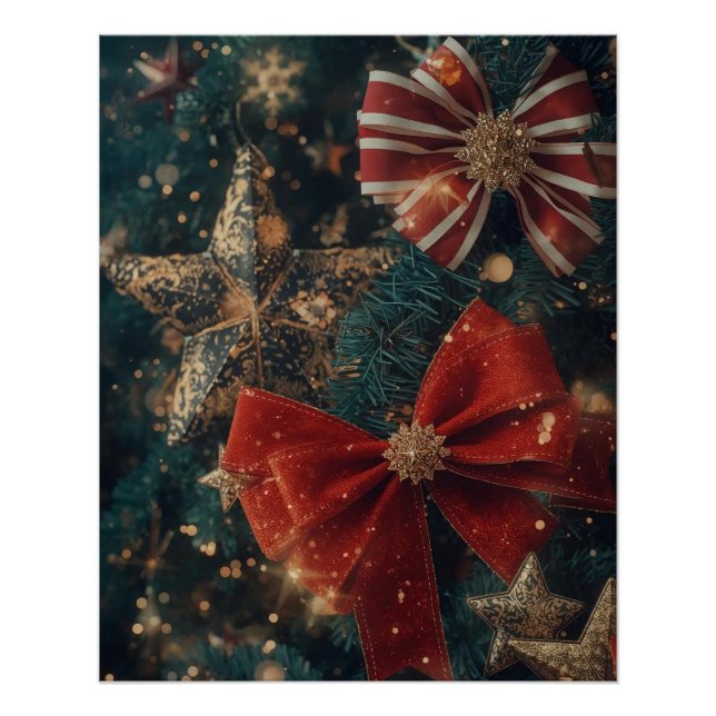 Pôster Bows & Stars Christmas Poster (Frente)