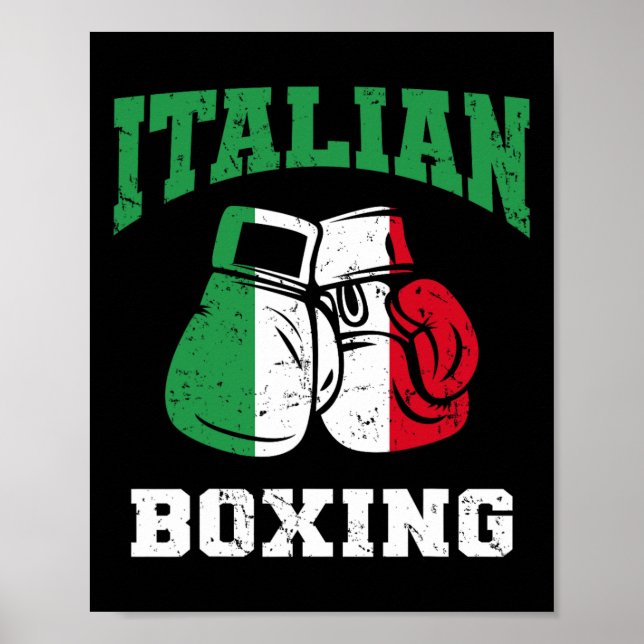 Poster Boxas Italianas Luvas Itália Bandeira Boxing Team  (Frente)