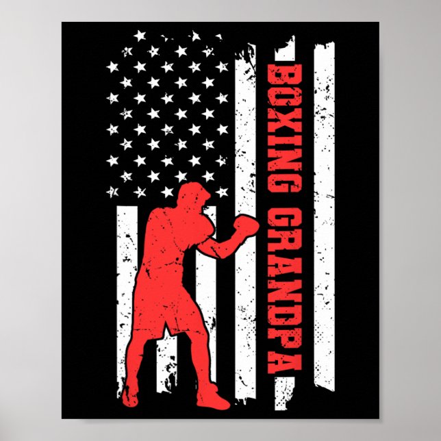 Poster Boxe América Bandeira Boxe Artes Marciais Boxe Gra (Frente)