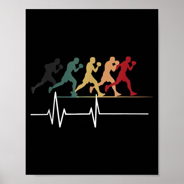 Poster Boxe Batimento Cardíaco Boxe Boxeador Amante de Bo (Frente)