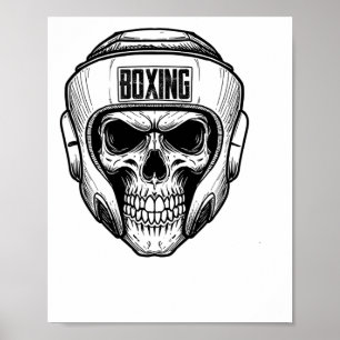 Poster Boxe Engraçado Retro Vintage Boxeador Caveira Para