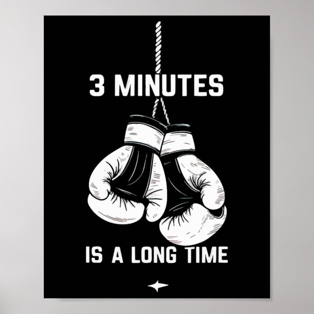 Poster Boxe Kickboxing Boxeador 3 Minutos É Um Longo Temp (Frente)