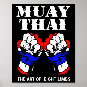 Poster Boxe Mão Kickboxing A Arte Dos 8 Membros Muay Tha