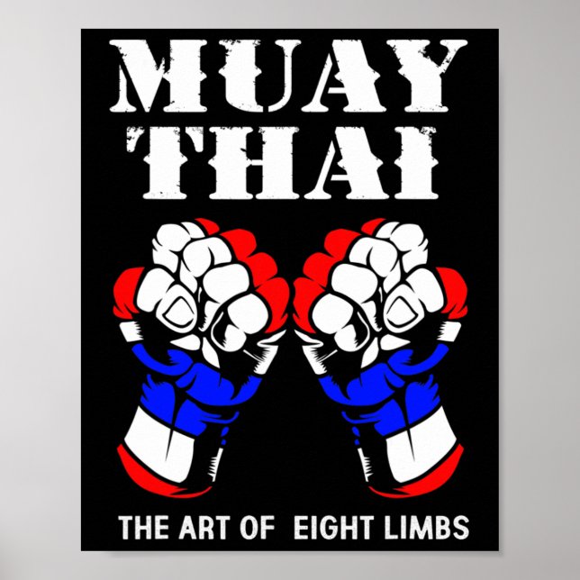 Poster Boxe Mão Kickboxing A Arte Dos 8 Membros Muay Tha (Frente)