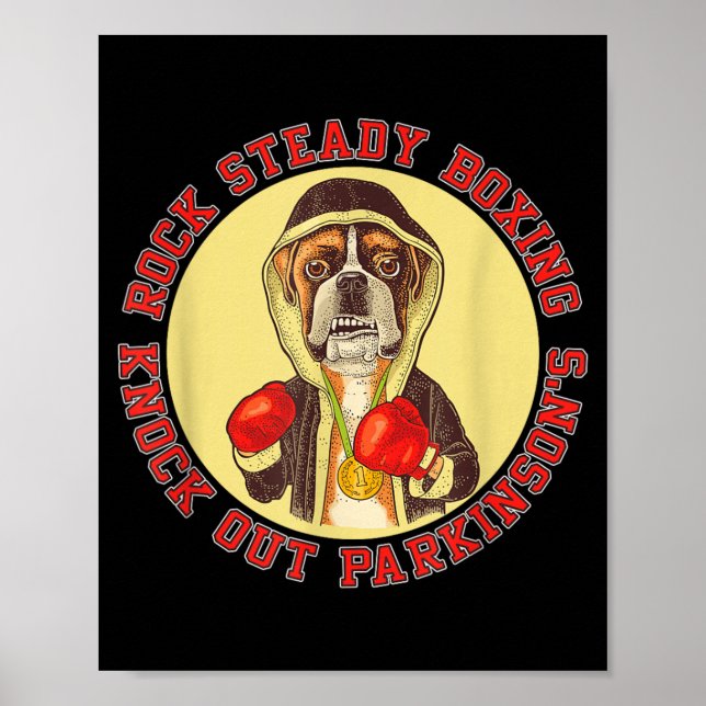 Poster Boxe Rock Steady Parkinsons - Cachorro Boxeador co (Frente)